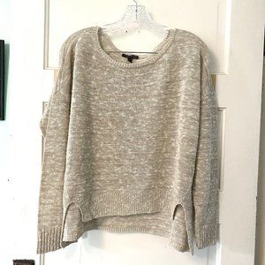 Eileen Fisher Boxy Cropped Linen Sweater Gray Textured Coastal - Large